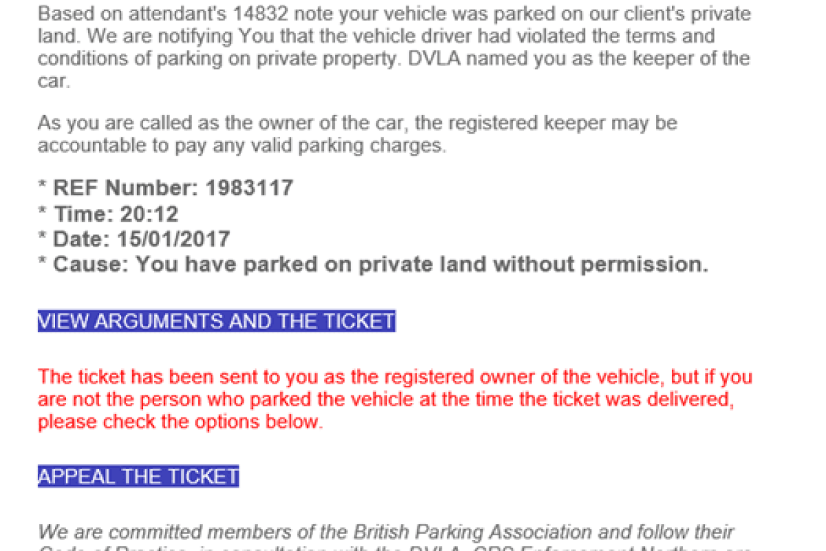Parking Charge Notice